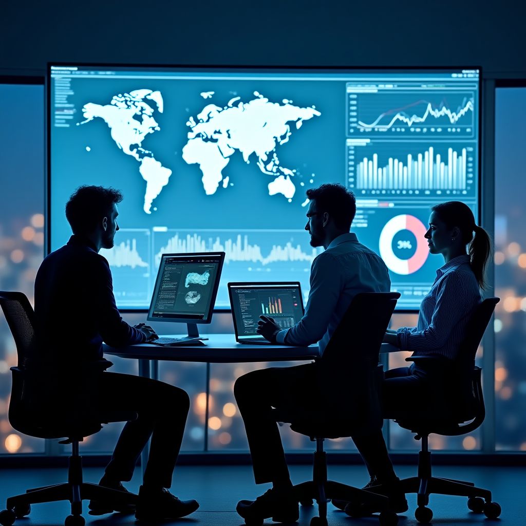 Equipo de investigación analizando datos
