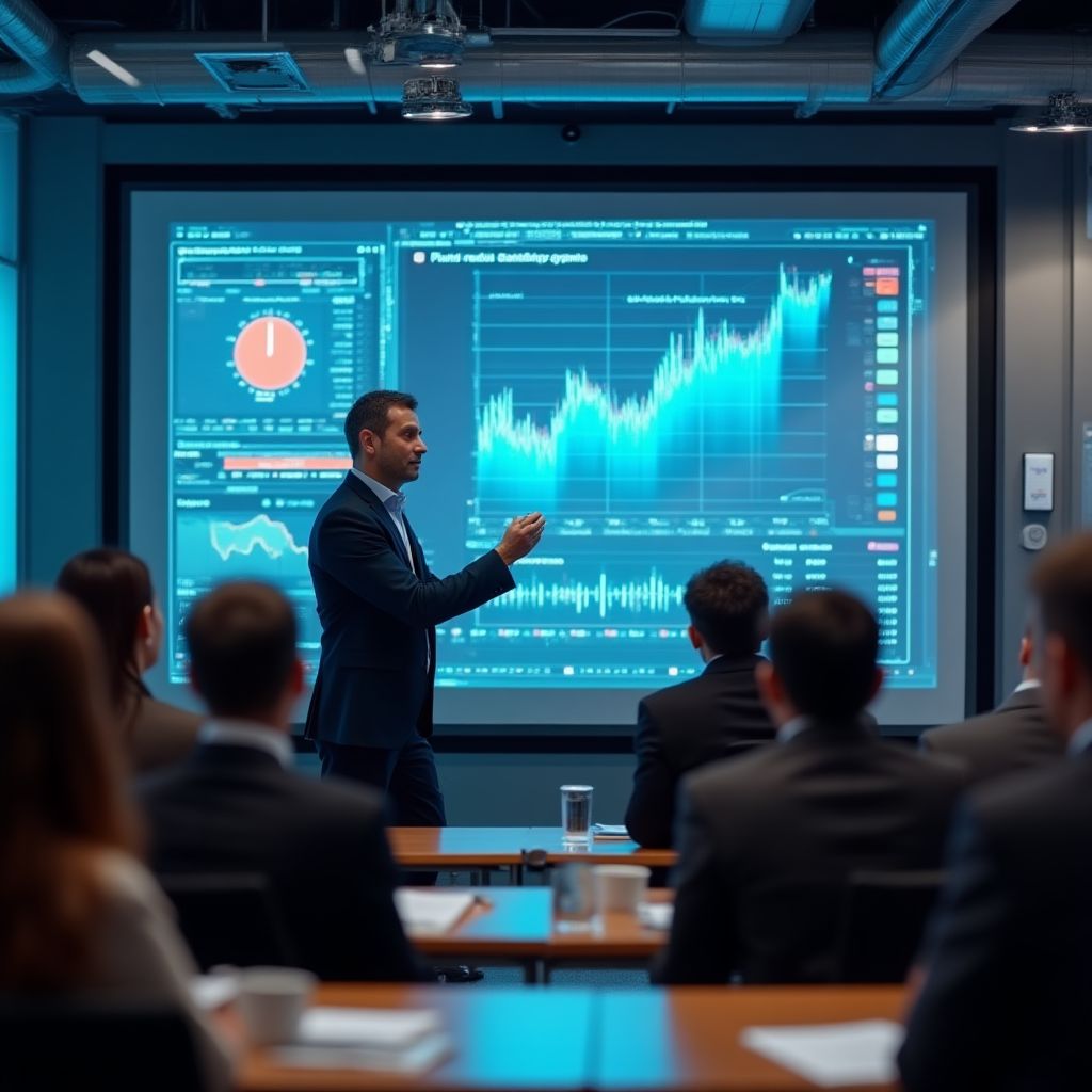 Profesores explicando mercados financieros